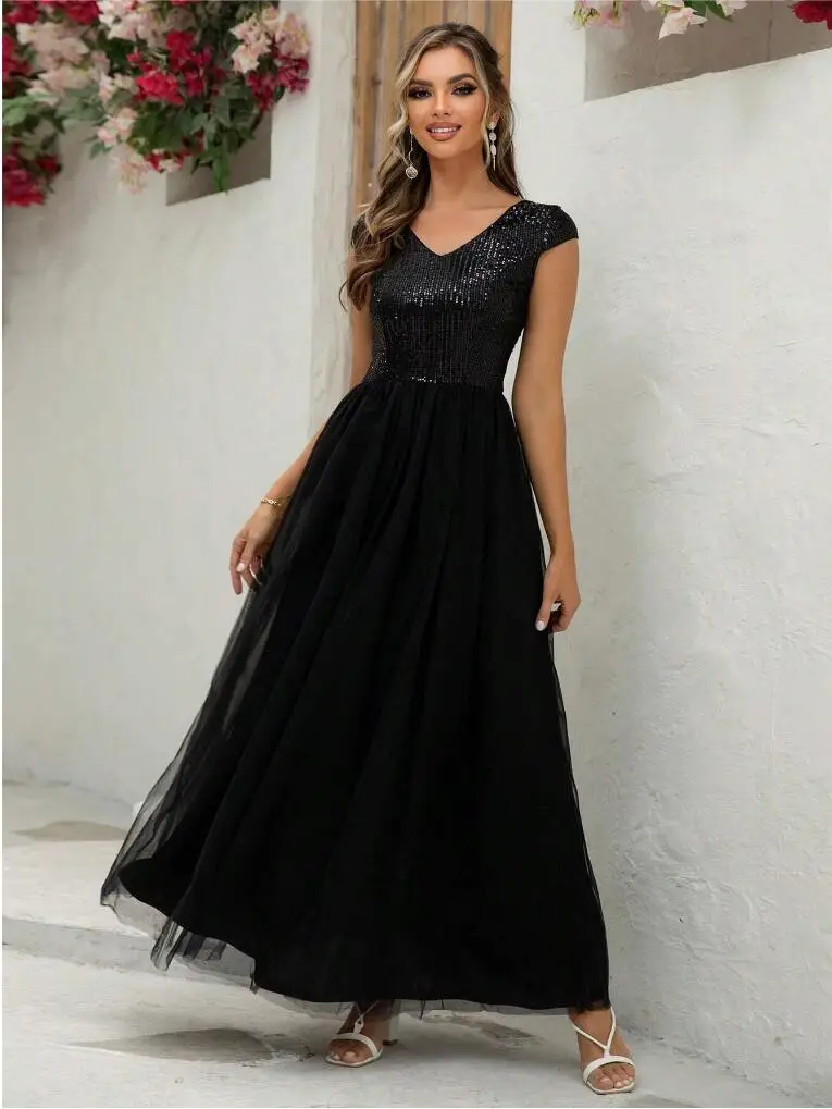 Sexy Prom Sequin Mesh Evening Party Dress Backless Bodycon Elegant Long  Dress A-Line Wedding maxi Dress Gown - AliExpress 200000345