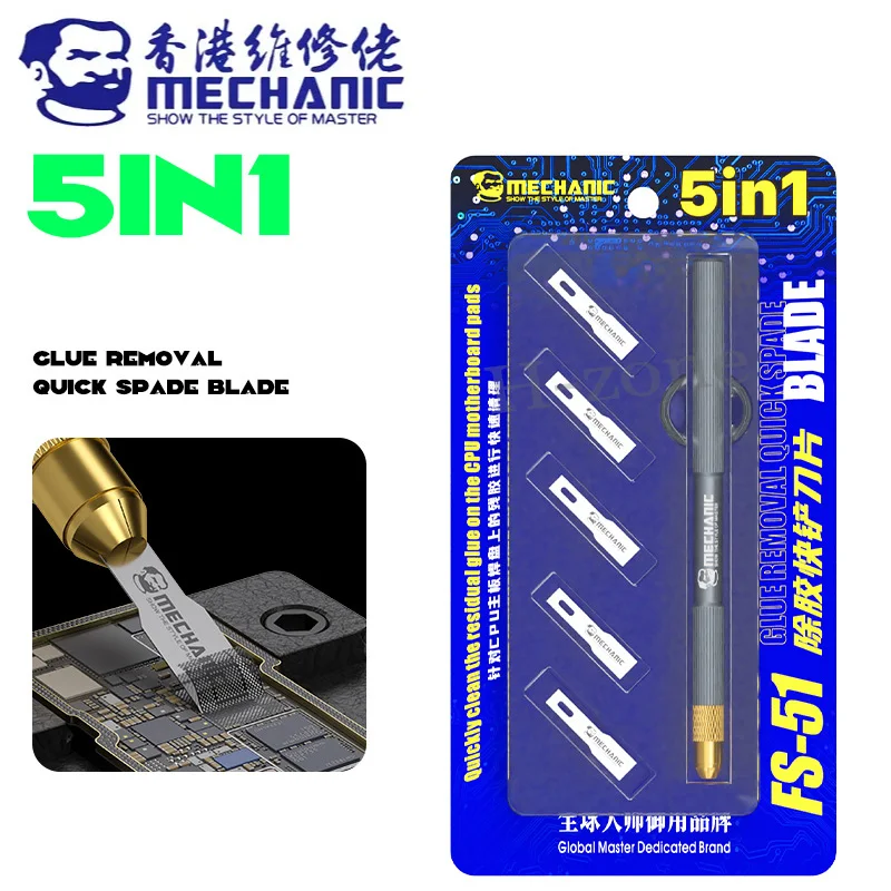 MECHANIC SF-51 IC-Chip-Motherboard-Reparatur, dünnes Messer, PCB-Motherboard-Chip, CPU-Kleberentfernungswerkzeug, effizientes Kit zum Entfernen von Kleber