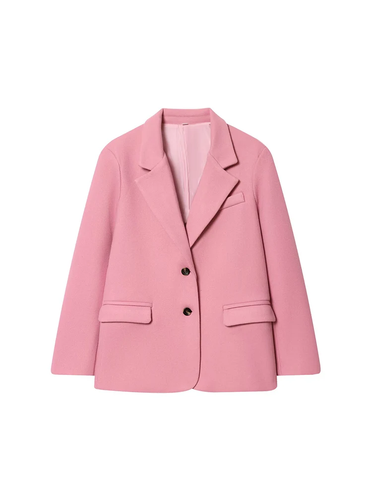  New Chic Blazer For Women Winter Elegant Solid Single Breasted Long Sleeve Jackets Ladies Fashion Lapel Pockets Blazers