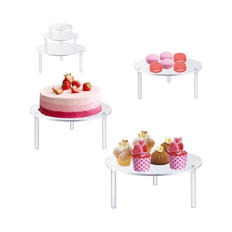 

3Piece Clear Acrylic Cake Stands Countertop Dessert Display Riser For Bakery,Birthday Wedding