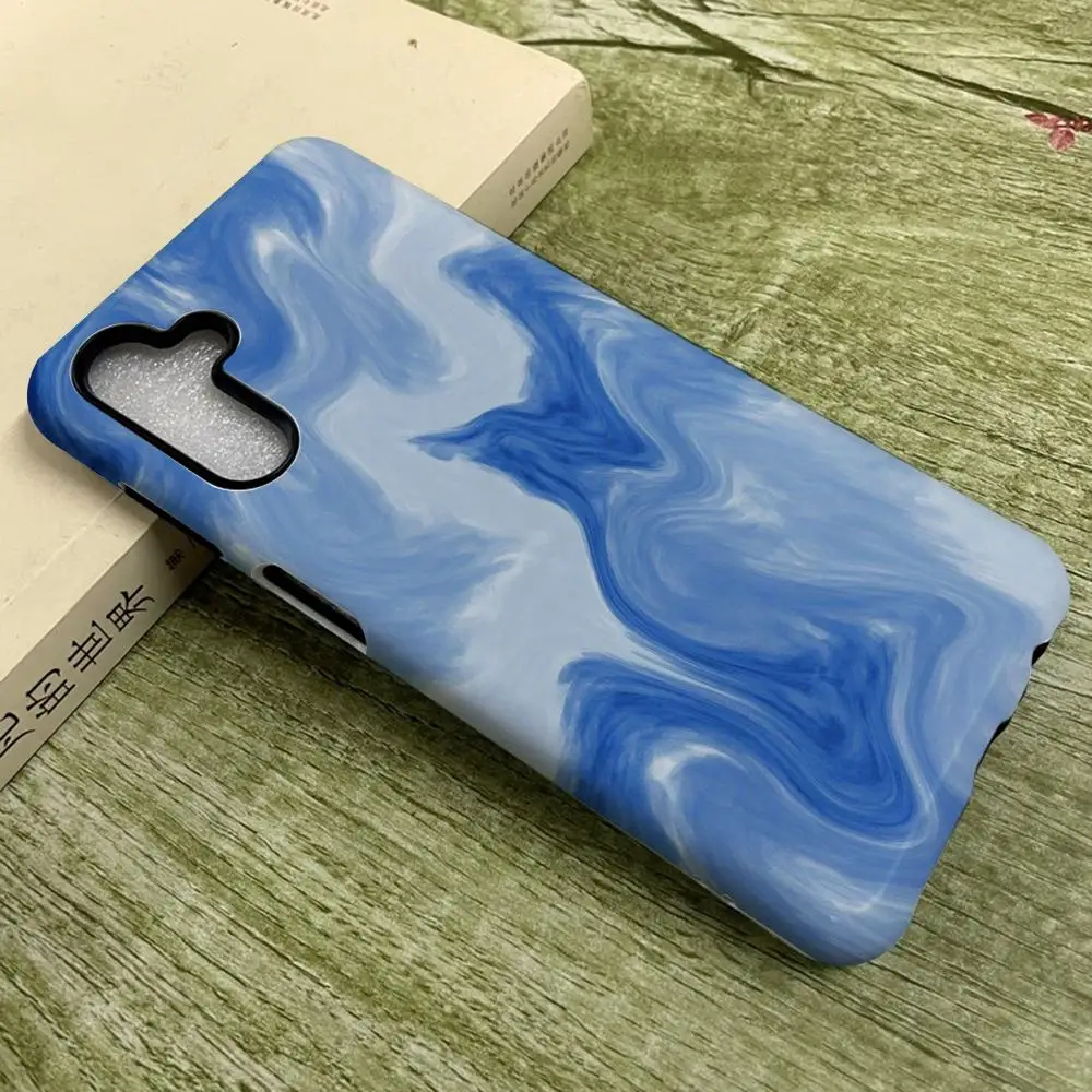 Luxury Double-Layer Phone Case with Abstract Blue Design