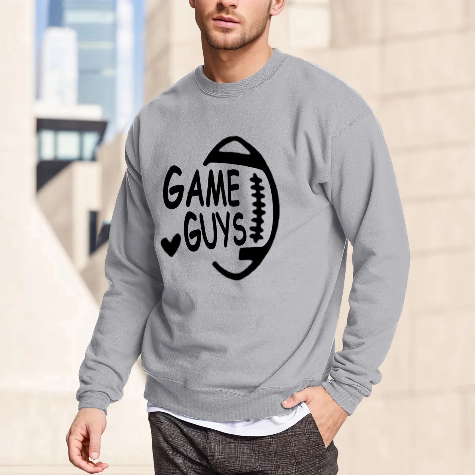 

Mens Spring And Autumn Round Neck Pullover Loose Casual OVERSIZE Hoodie streetwear Sports Loose fit