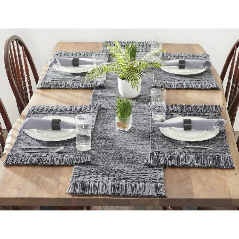 

Mainstays Woven Fringe 13-Piece Coordinated Table Runner Dining Set, Grey