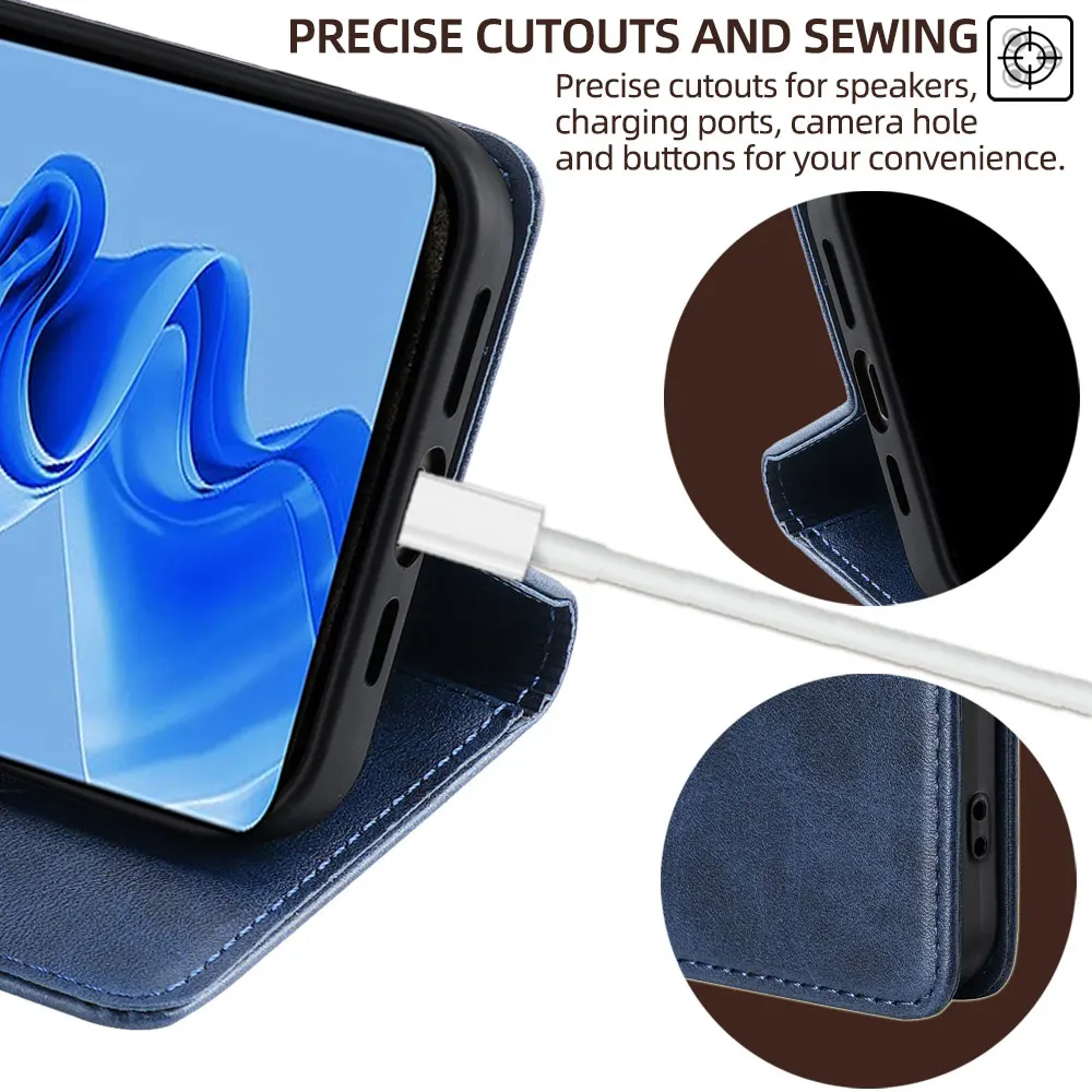 Luxurious Leather Wallet Phone Case with Magnetic Closure and Card Holder