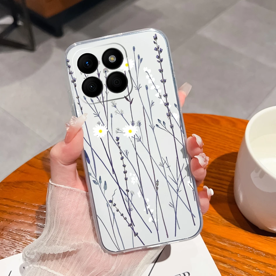 Clear TPU Silicone Soft Protective Case with Pretty Butterfly Bear Design for 6.75-Inch Smartphones