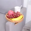 Wooden Sofa Armrest Tray Circular Clip on Breakfast Tray Home Use Foldable Sofa Side Table Snack Tray Integrated Storage Tray 5