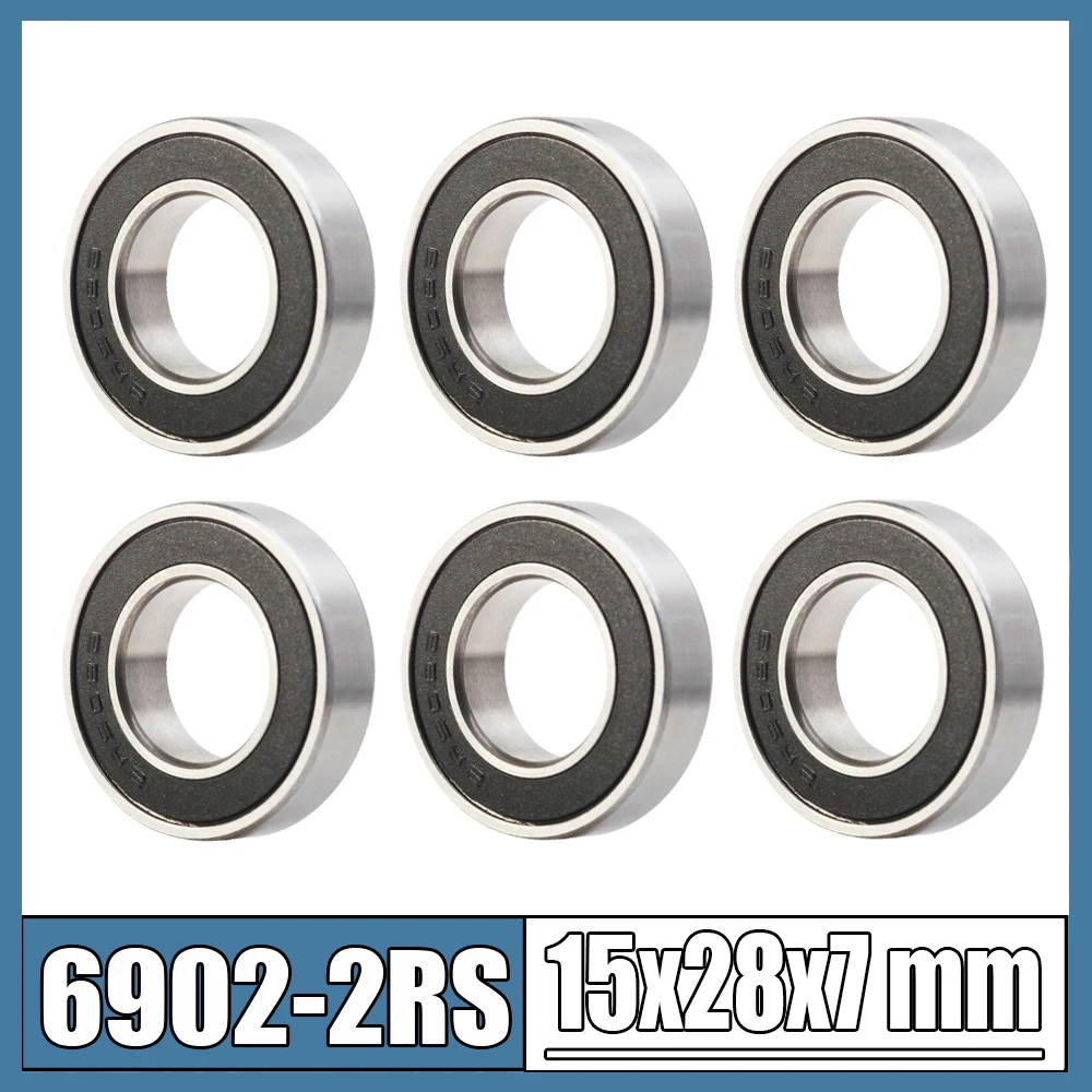6902-2RS-Bearing-15-28-7-mm-6Pcs-ABEC-5-C2-Metric-Thin-Section-61902RS ...