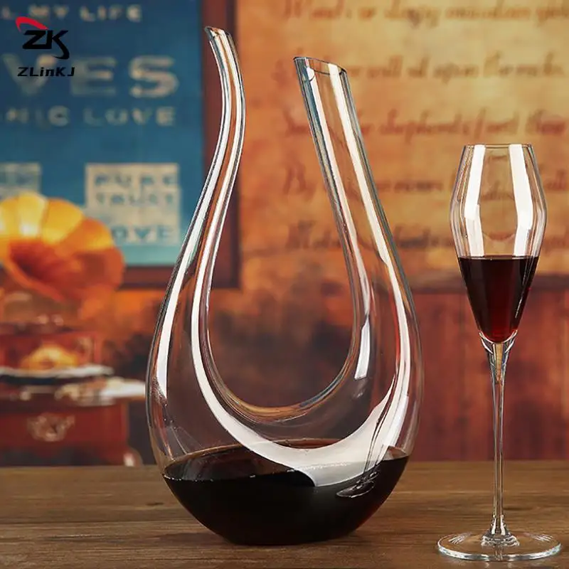 1500ML Crystal U-shaped Wine Decanter Gift Box Swan Decanter Creative Wine Separator images - 6