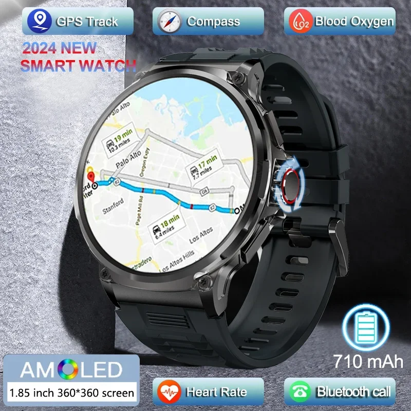 

2024New GPS Track Smart Watch Men 1.85-Inch Ultra HD AMOLED Screen 710 Mah Battery Bluetooth Call SmartWatch For Android Android