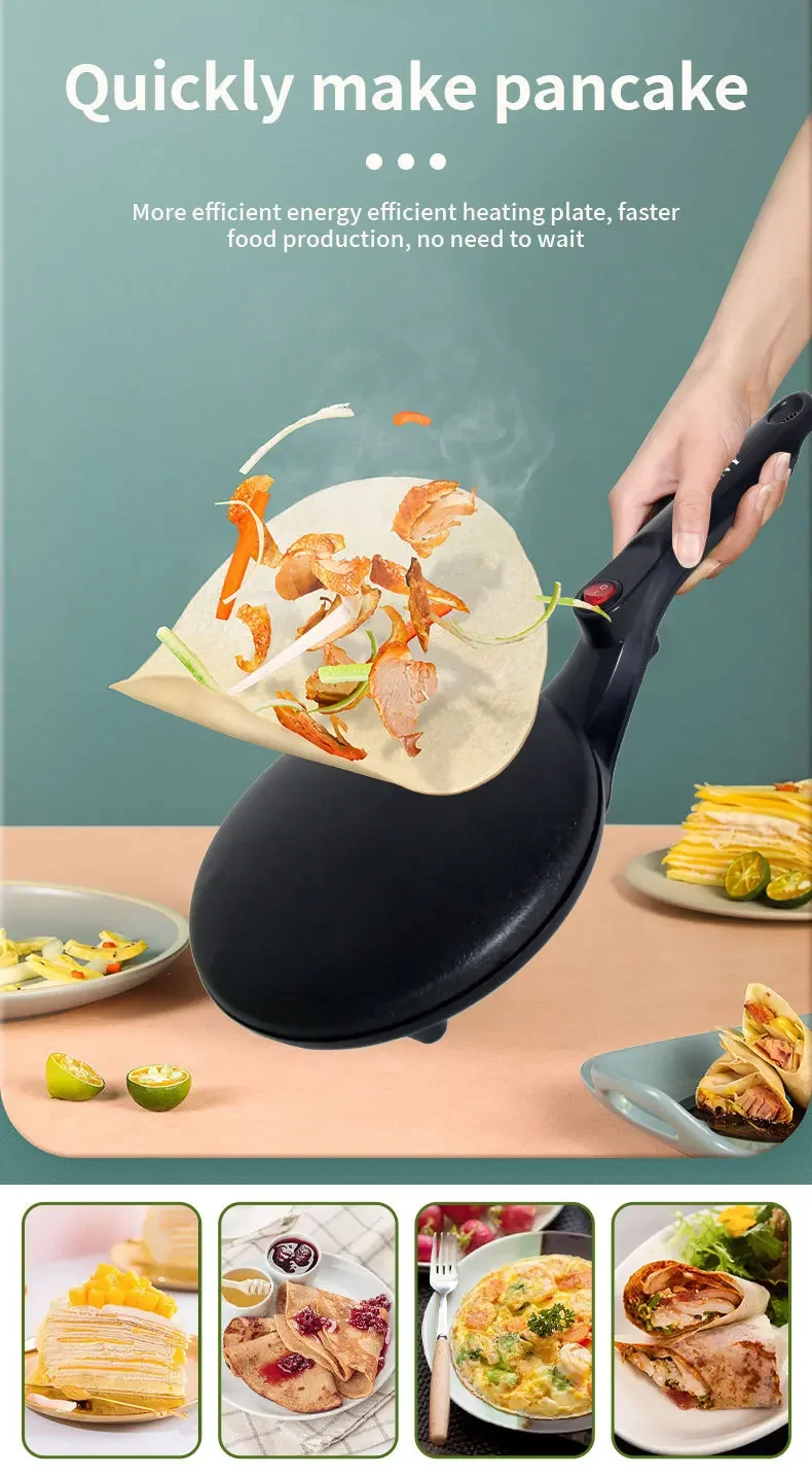 Electric Crepe Maker Breakfast Pizza Machine Pancake Baking Pan Cake Non-Stick Griddle Chinese Spring Roll Cooking Tools 3