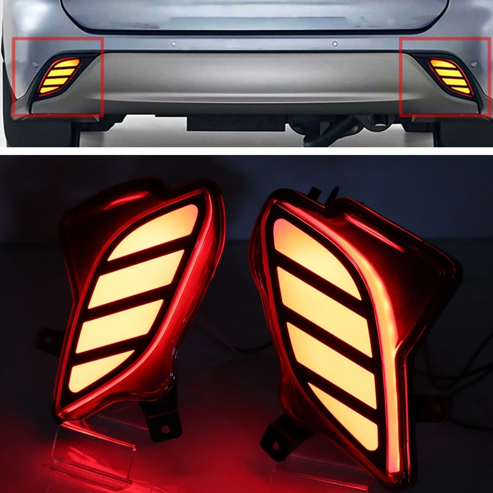 

Rear Bumper LED Fog Brake Light For Toyota Highlander 2020-2021 Turn Signal Stop Reflector Indicator Lamp Bulb Driving Taillamp