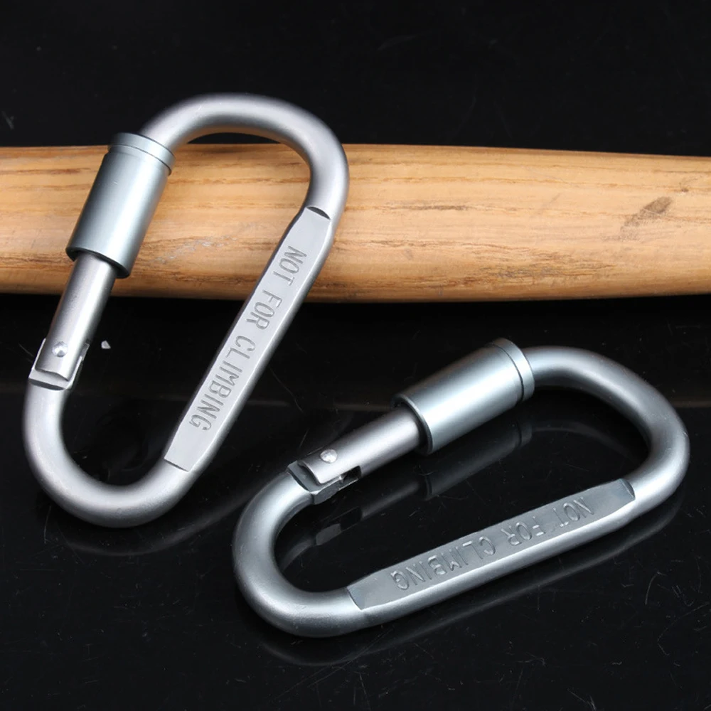 

2Pc Aluminum Alloy D Ring Chain Outdoor Climbing Snap Key Survive Hiking Clasp Screw Hook Buckle Clip Hanging Lock Camp Keychain