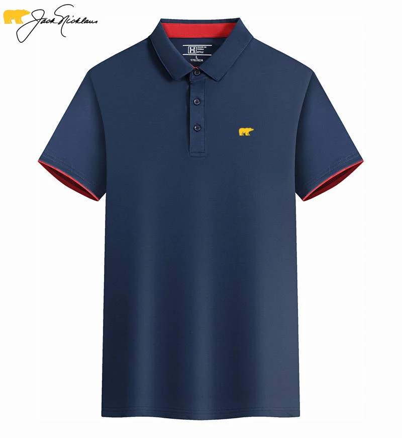

High Quality Jack Nicklaus SummerTrend Pure Cotton POLO Shirt with Lapel Luxury Style Business Casual Comfortable and Breathable