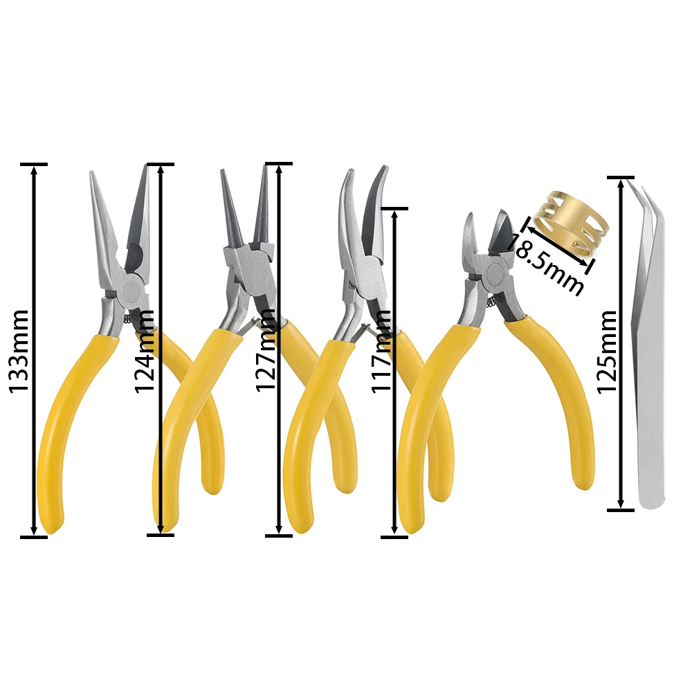 6pcs/Set Jewelry Pliers Tools Kit Needle Chain Round Nose Pliers Tweezers with Open Rings for DIY Jewelry Making Repair Tool 2