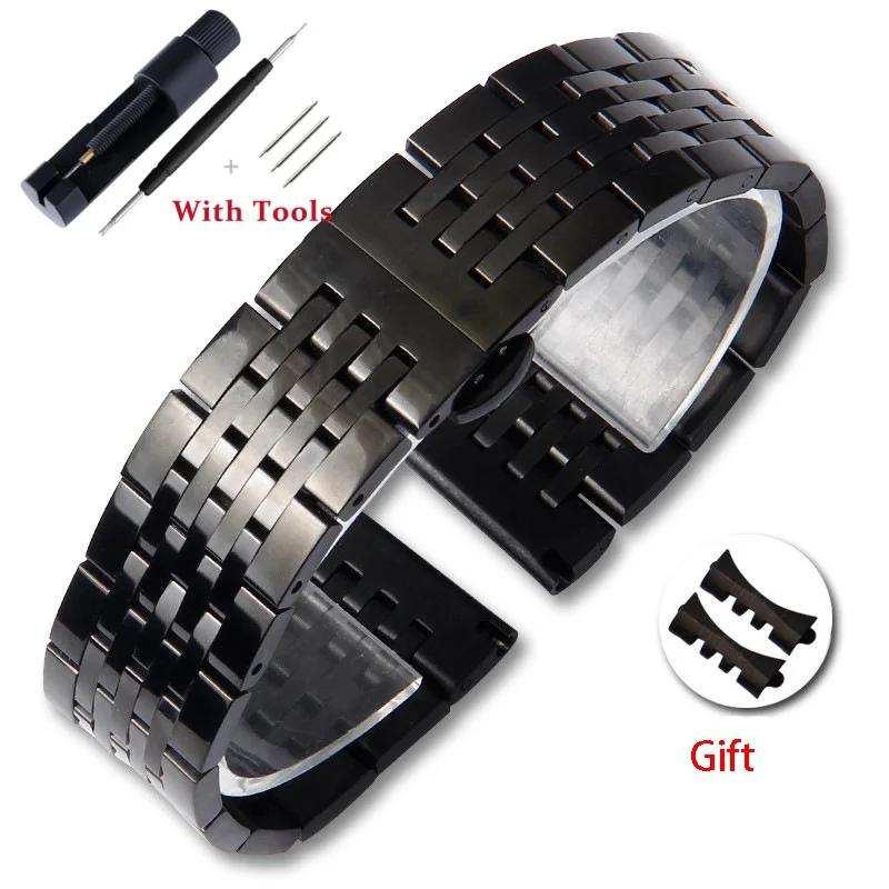 Premium Stainless Steel Watch Strap with Metal Butterfly Buckle - Waterproof Band Accessories
