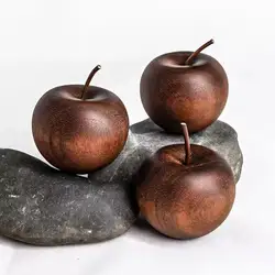 Set of 3 Natural Wood Apple - Shaped Essential Oil Diffusers with Gift Bag (Ebony color)