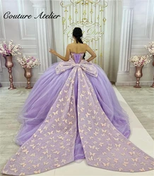 Light Purple Quinceanera Dresses Ball Gown Birthday Party Dress With Bow Sweet 15 16 Dress Graduation Gowns vestidos de 15