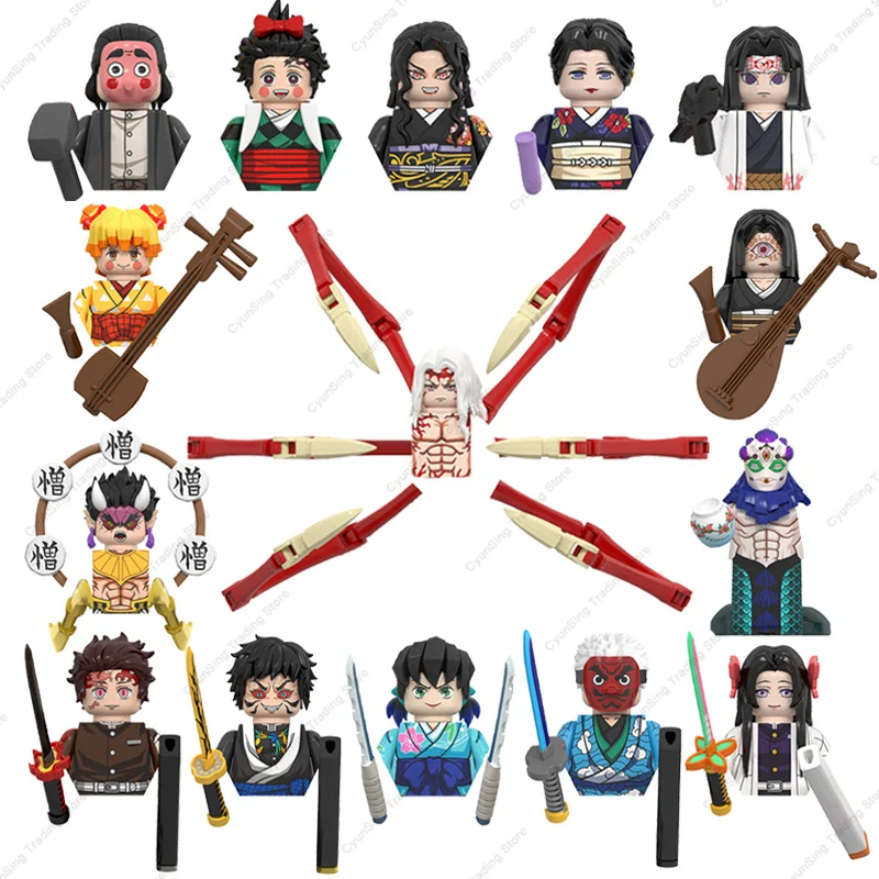 Nuovo Cartone Animato Anime Demon Slayer Kamado Tanjirou Nezuko Gyokko Mini Action Figures Modello Bambola Mattoni Building Blocks Giocattoli Per Bamb