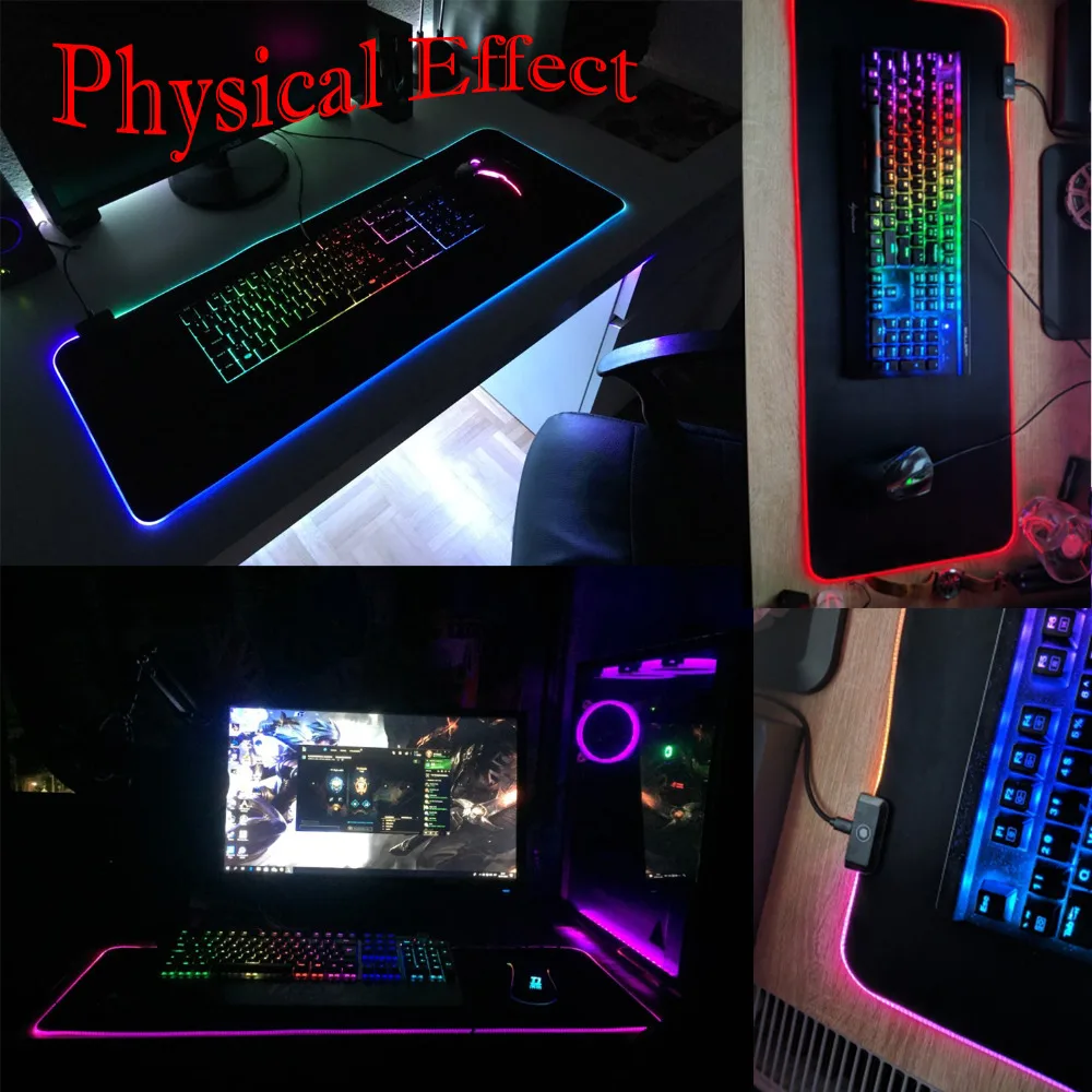 Vococal Large LED RGB Mouse Pad USB Wired Lighting Gaming Gamer Mousepad Mice Mat for Computer Overwatch Pubg alfombrilla raton