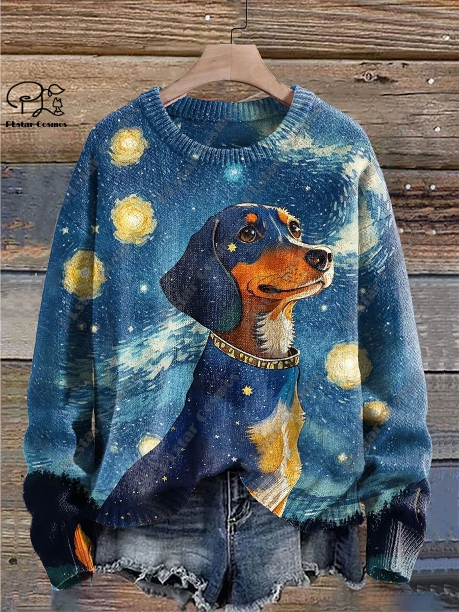 PLstar Cosmos new 3D printed animal series cute funny dog pattern ugly sweater winter street casual unisex G-1