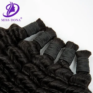 Curly Virgin Hair Bulk Extension Deep Wave Wig Extension Black Hair Bulk for Hair Weaving Salon Supplies