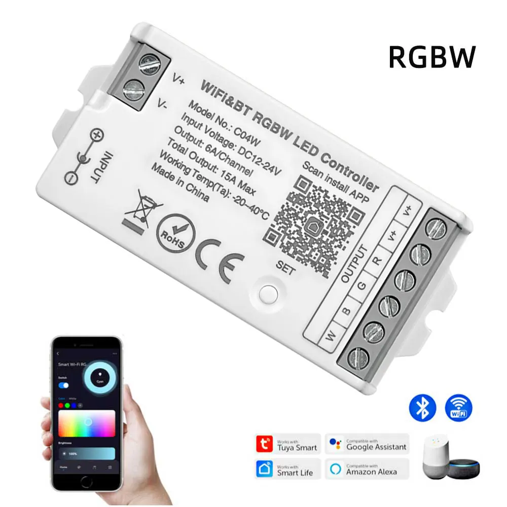 Smart Light Switch,Led Strip Controller,Led Dimmer Switch,Led Dimmer Controller,Smart Dimmer Switch,Lamp Dimmer,Led Strip Switch,Led String Dimmer,Power Cords Dimmer Switch C01W C02W RF Tuya Led Controller Wifi LED Light Dimmer Lighting Controller DC12V 24V