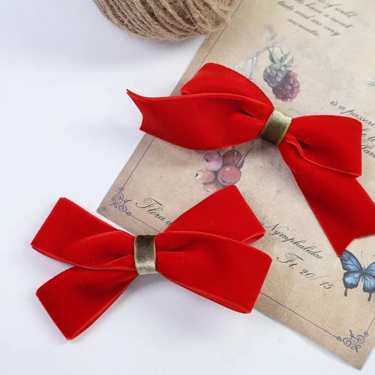Polyester Velvet Ribbon 5yards 6mm-38mm Single Face Line Bowknot Christmas Party Decorations