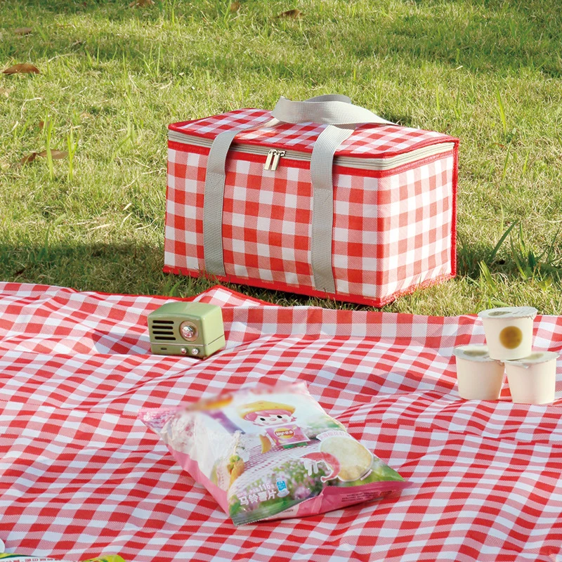 Retro Pastoral Lunch Bag Falten Outdoor Camping Picknick Essen wärme isolierte Kühler Aufbewahrung skorb Getränk Snack halten frische Tasche – Detail 12