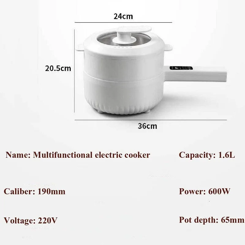 1.6L 2.2L Electric Cooker Student Pot Multifunction Household Pot Ceramic Glaze Non Stick Cooker Rice Cooker Kitchen Tool 220V 6