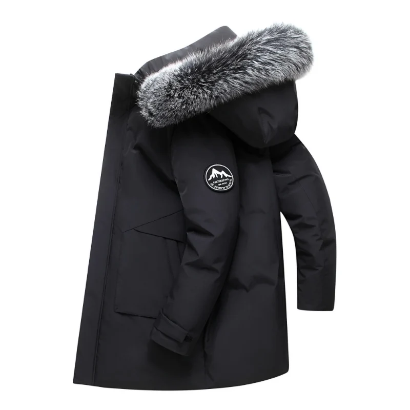 Autunno inverno lungo uomo piumino antivento cappotti uomo caldo bianco piumino d'anatra giacca con cappuccio parka Multi tasche soprabito maschile 1