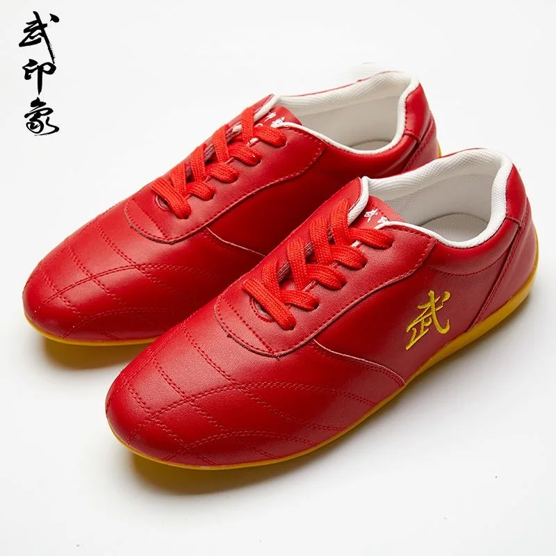 

Professional Martial Arts Wushu and Taichi Shoes Unisex Black Red Tai Chi shoes Men Women Pu Leather Taekwondo Shoes Couples