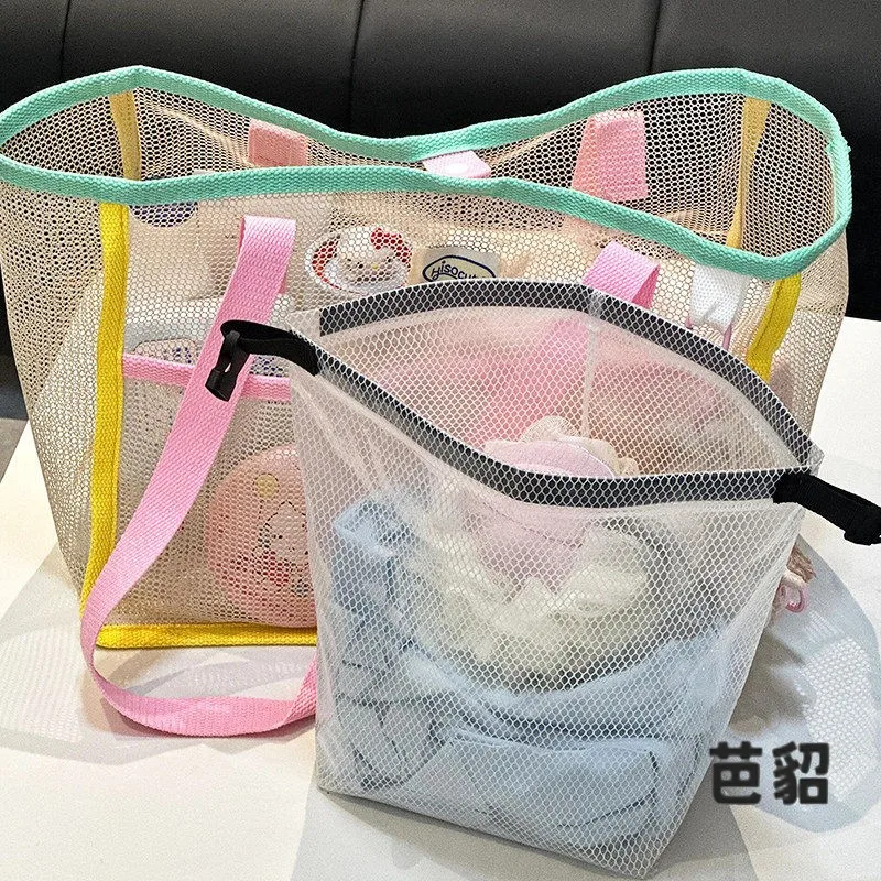 대용량 방수 수영 가방 여름 해변용 휴대용 야외 핸드헬드 여행 배수 메쉬 보관..