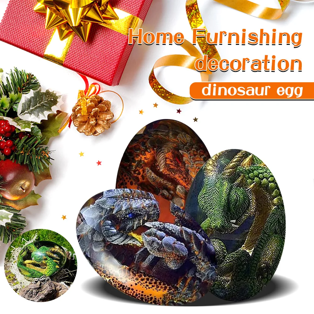 1PCS Lava Dragon Egg Dream Crystal Resin Transparent Exquisite Hand-Sculpted Fire-Bag Dragon Souvenir Desktop Ornaments