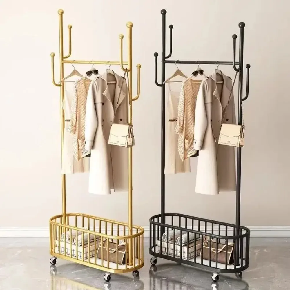 Luxurious lightweight coat shelves with wheels, clothes hanger stand, hat rack, shoe shelves, mobile, bedroom, mobile, room, light...