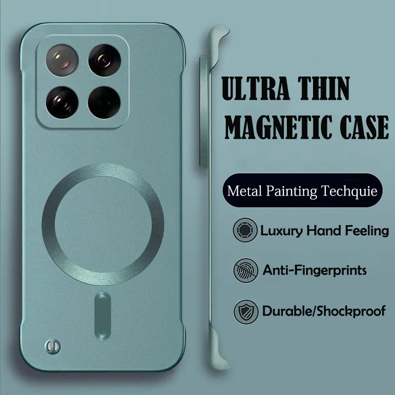 Luxury MagSafe Wireless Charging Phone Case with Magnetic Bumper and Hard PC Protective Cover