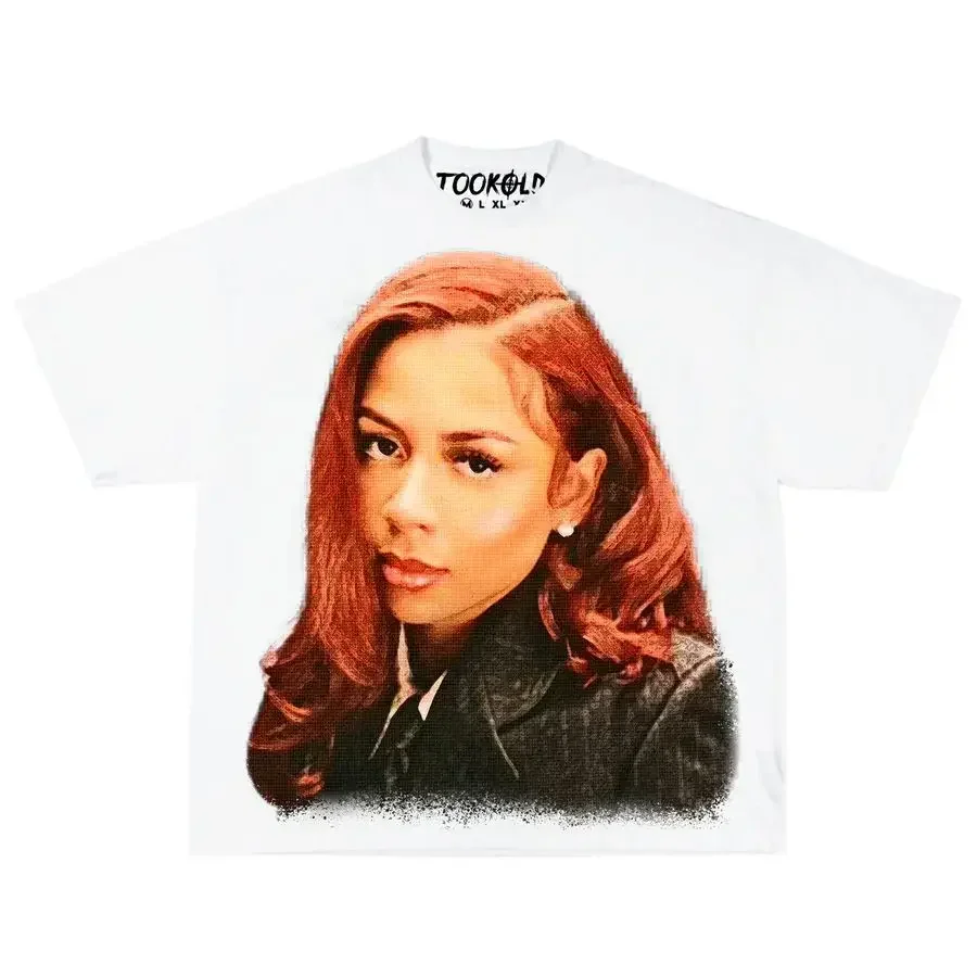 Camisetas de estilo hip hop con estampado de retrato de cabeza grande de moda Harajuku para mujer, camisetas de manga corta de gran tamaño con diseño INS Sense, camisetas estilo callejero americano Y2