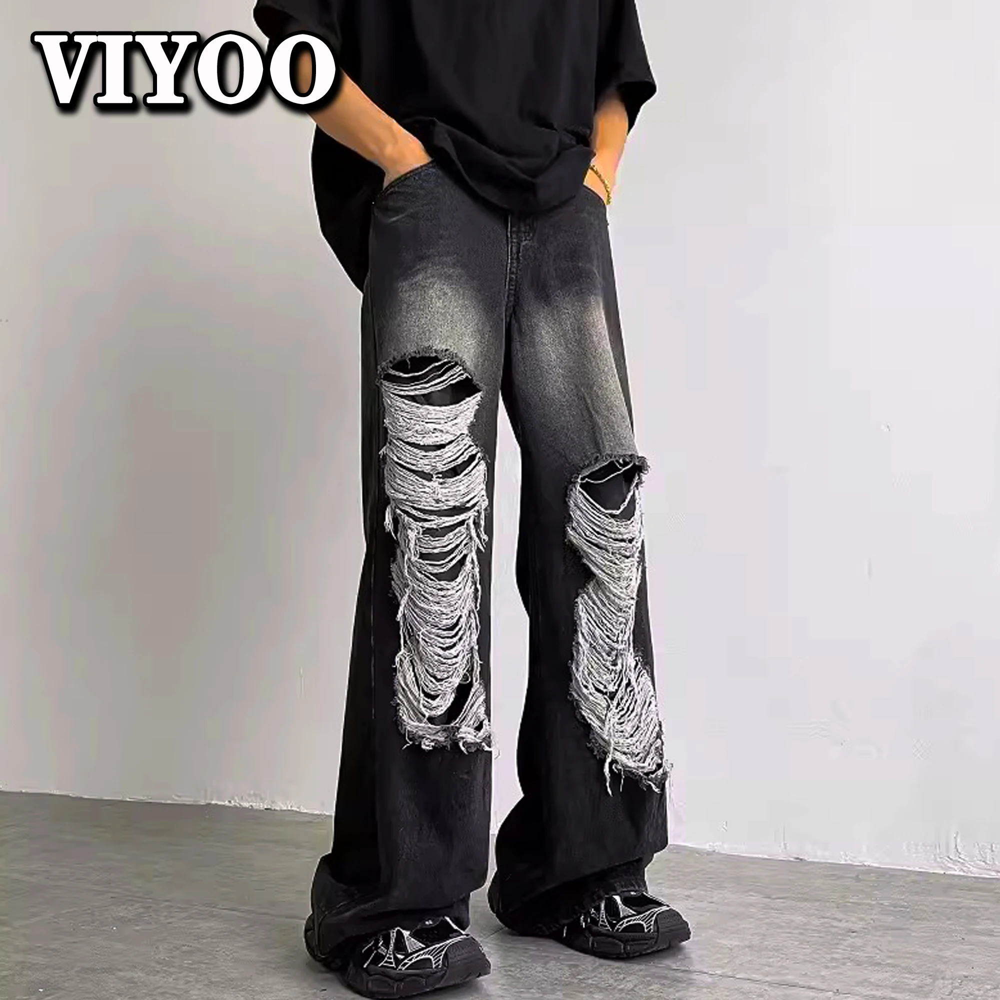 Baggy Jeans Herren Vintage - Loose Fit Denim Hose Mit Weitem Bein In Hellblau