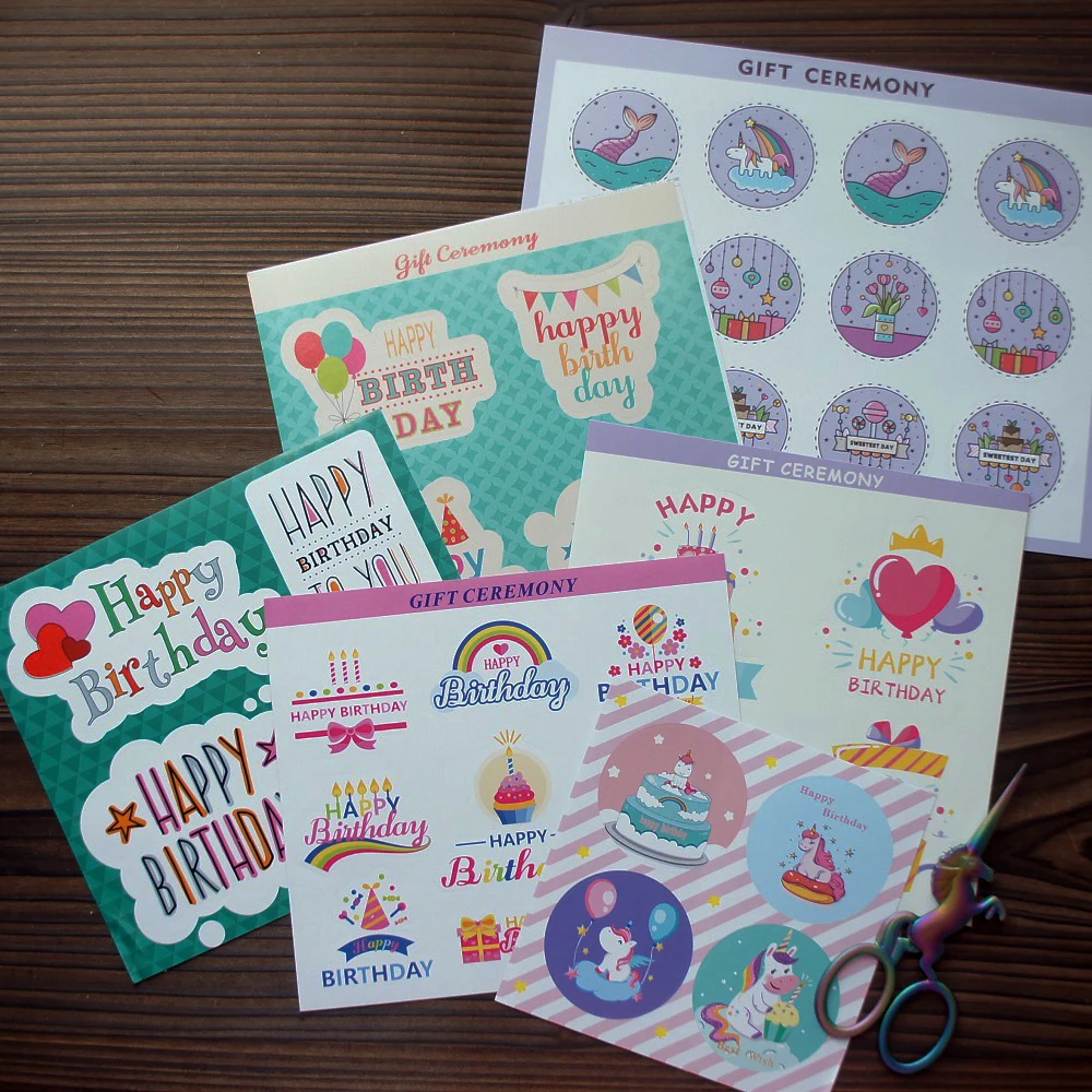 

10 Happy Birthday Gift Seal Label Paper Sticker As Scrapbooking DIY Party Gift Packing Decoration Tag