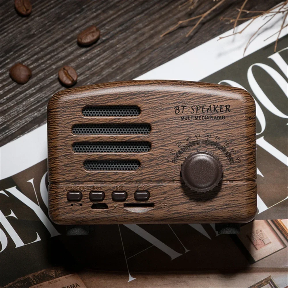 Mini Retro bluetooth speaker 1200mAh Support TF card 5W Radio Computer Speaker Portable Audio Wireless Cute Classic 6