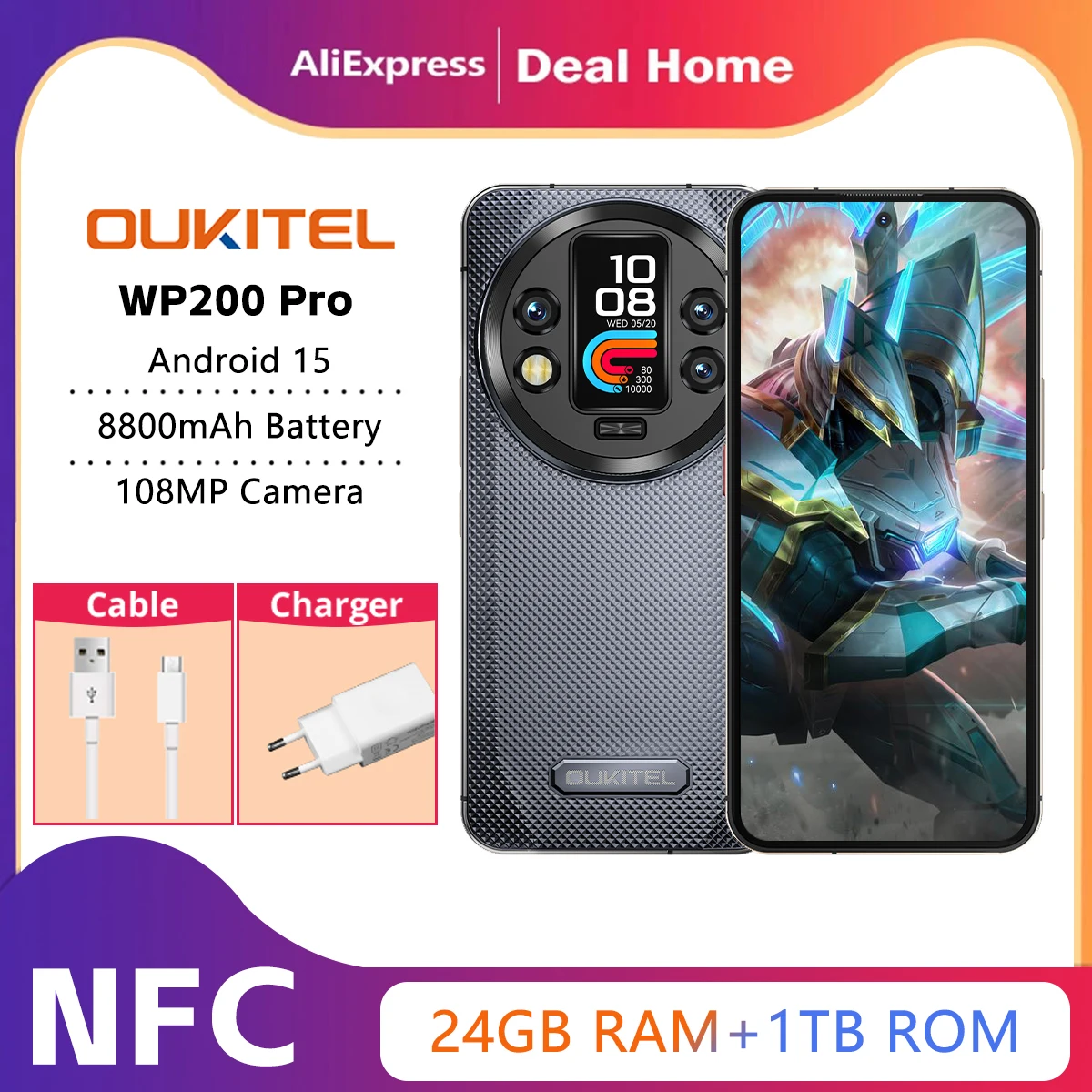 Oukitel WP200 Pro 24GB+1TB 5G Rugged Phone 6.7'' Android 15.0 MTK