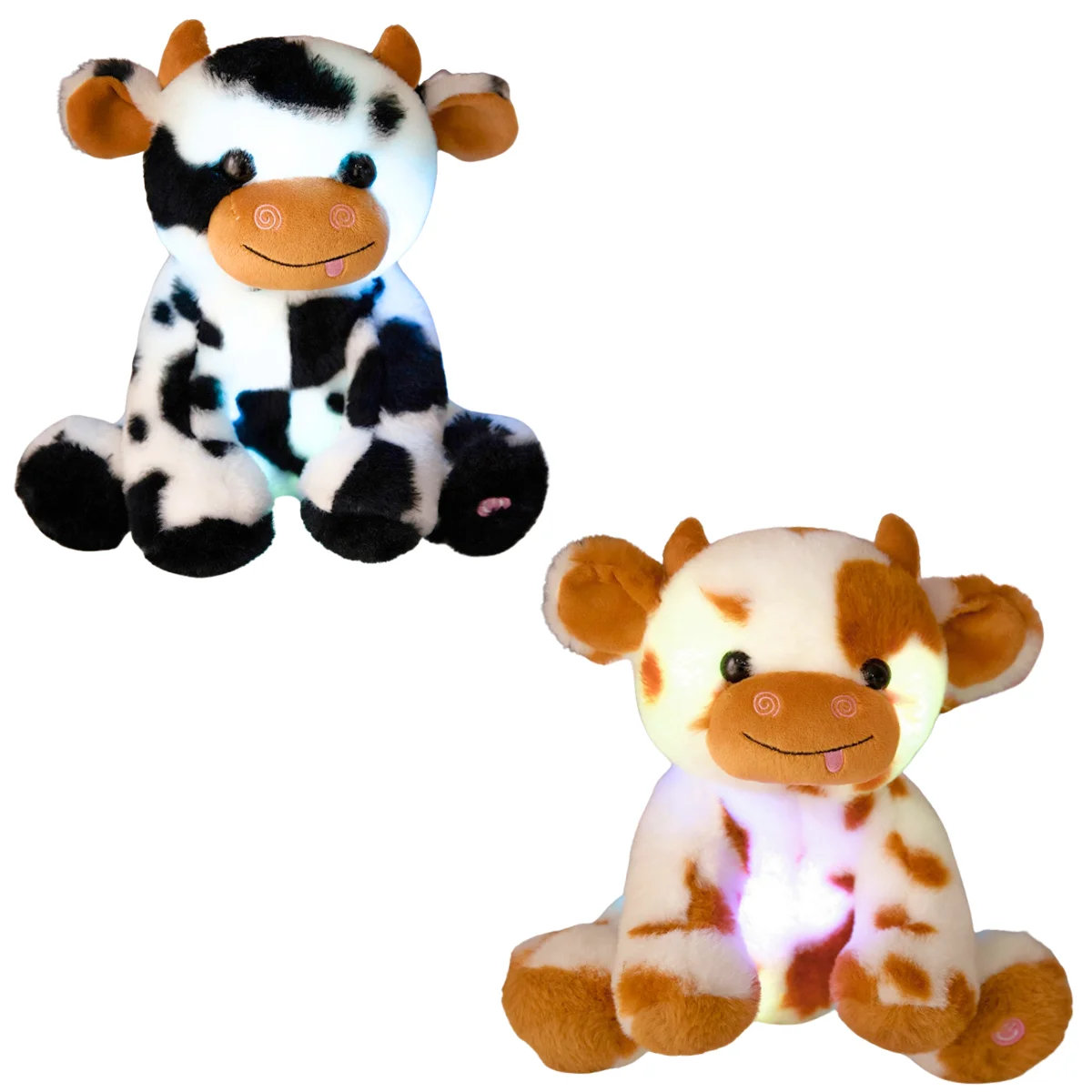 

LED Light Cow Colorful PP Cotton Stuffed Animals Luminous Glow Cute Soft Sleeping Gift for Girls Pillow Home Decor Plush Toys