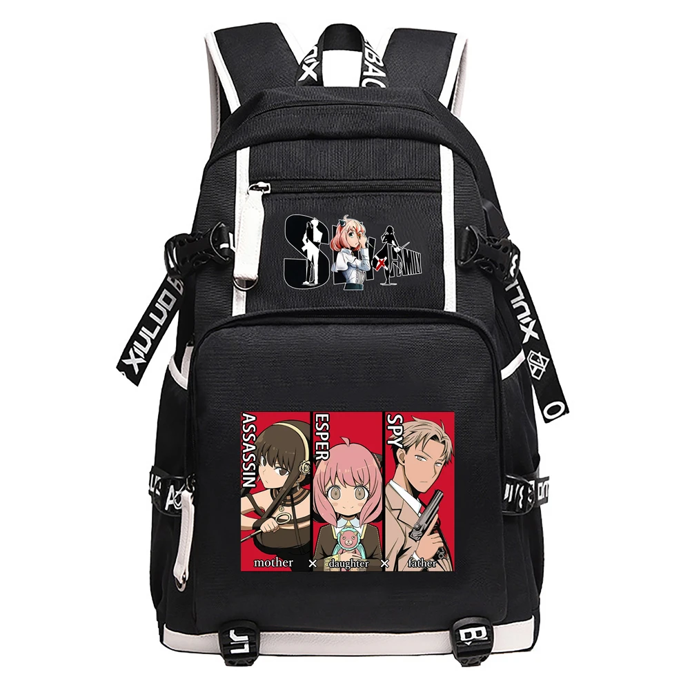 

SPY×FAMILY Cartoon School Bags Teenagers Large Bookbag Oxford Women Travel Backpack USB Charging Laptop Bagpack Anime Rucksack