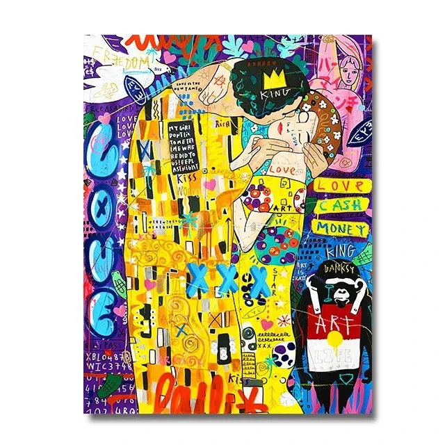 thumbnail image 1 of Banksy Graffiti Street Pop Art Divertido retrato famoso Pintura abstracta en lienzo Impresión Póster Imagen de pared Decoración para sala de estar y hogar, 1 of 5