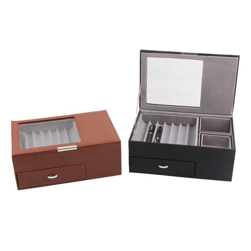 2層ペンケース,レザーレットボックス,収納ポケット,万年筆コレクター用