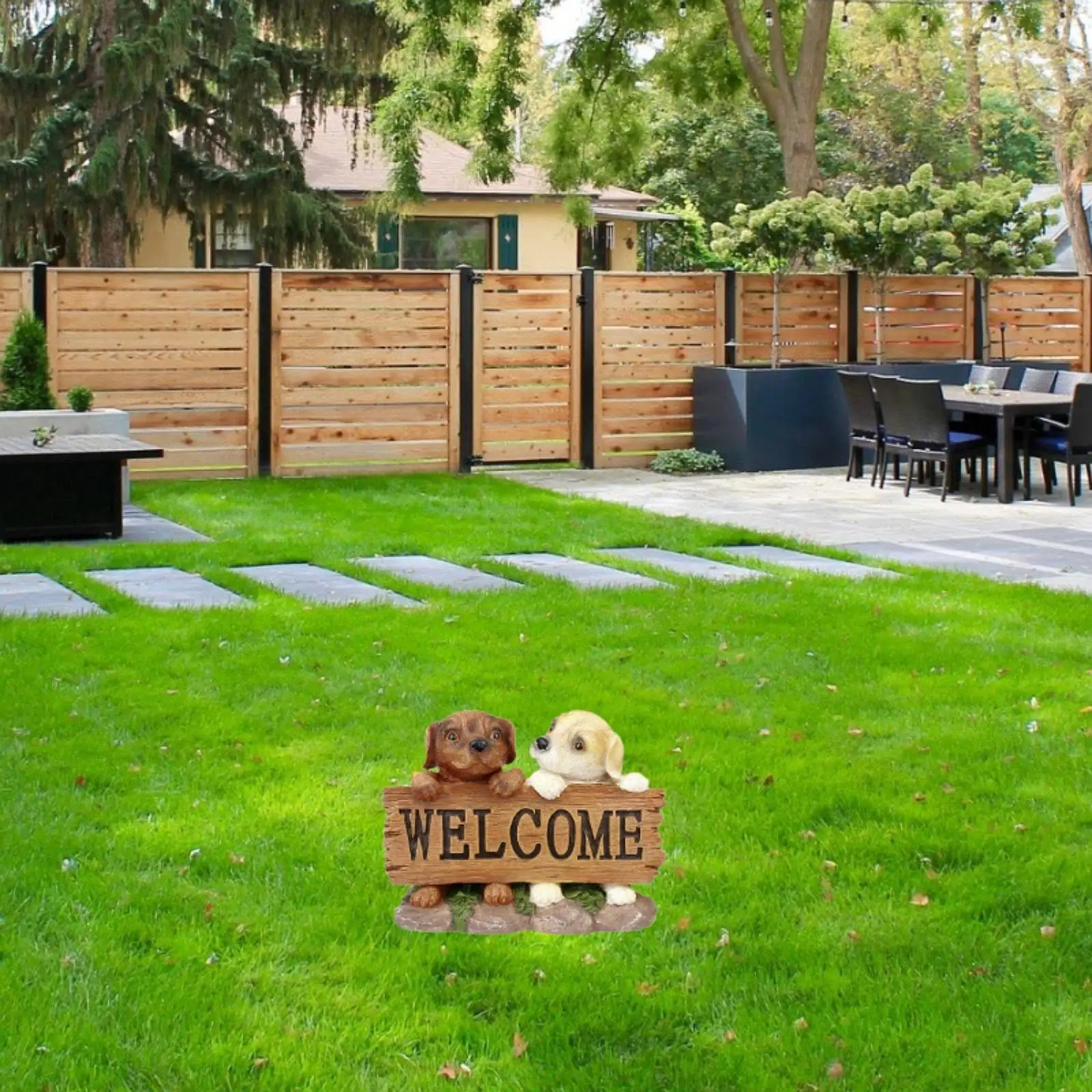 Garden Dog Statue Holiday Decoration Decorative Puppy Figurine Garden Ornament for Tabletop Home Office Outdoor Outside Garden
