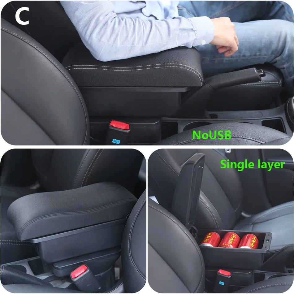 Kia Picanto 팔걸이 상자 Kia Picanto 3X-Line 자동차 팔걸이 곡선 표면 가죽 간단한 설치 보관함 인테리어