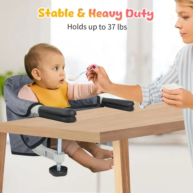 Foldable Hook on Chair for infants Portable Baby Feeding Seat Clip on High Chair High Load Baby Booster Seat Attach To Table 5