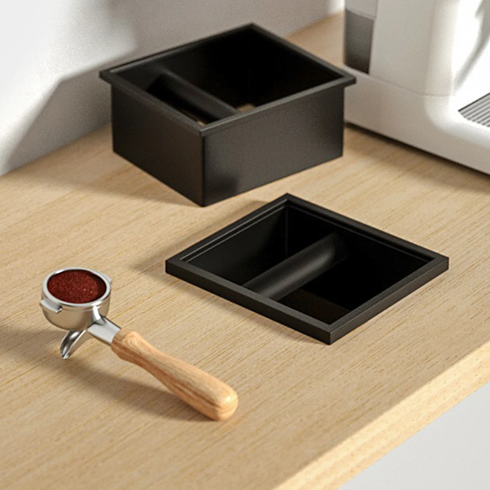 

Coffee Grounds Box Desktop Embedded Hollow Bottomless Grounds Box Bar Square Stainless Steel Coffee Knocking Grounds Bucket