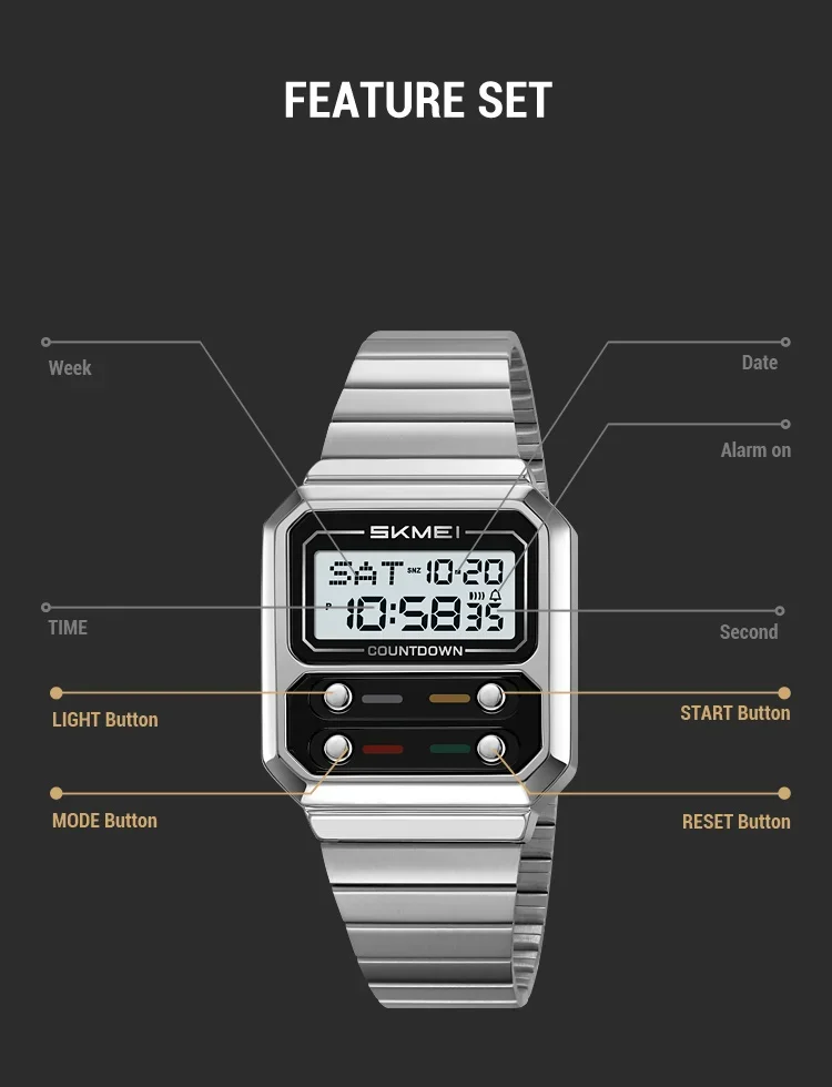 Orologio da polso cronografo impermeabile per studenti, semplice, da uomo, retrò, di lusso, digitale, elettronico, per donne_voghion.com