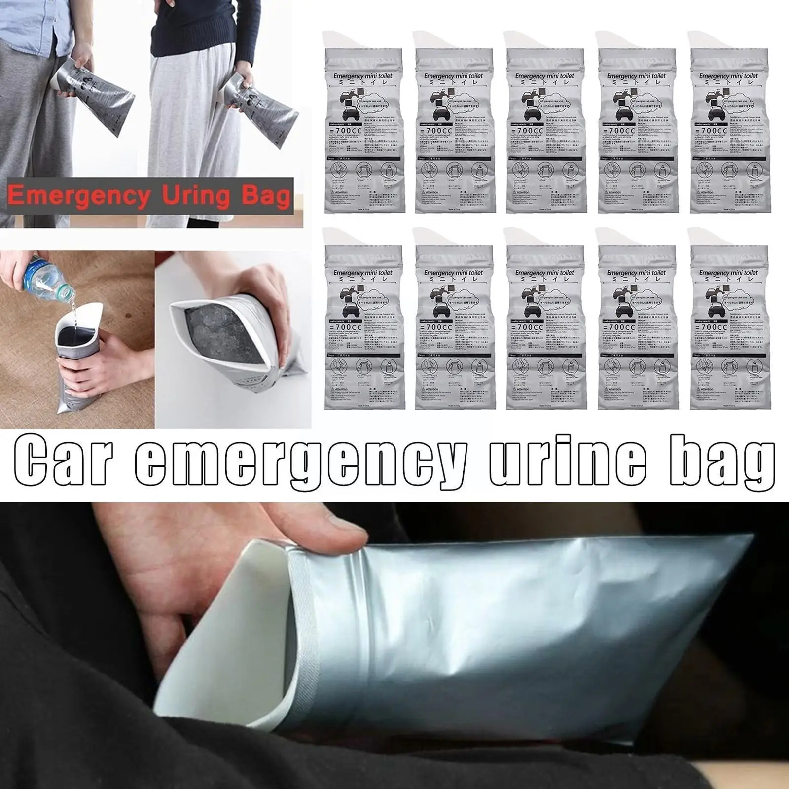 

Car Toilet Self-driving Car Emergency Urine Bag Travel Camping Outdoor Universal Bag Portable Disposable Emergency Urine 70 R8v5